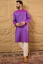 Purple Cotton Solid Embroidered Sequins Straight Kurta HOPMKU1194
