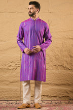 Purple Cotton Solid Embroidered Sequins Straight Kurta HOPMKU1194