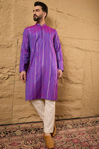 Purple Cotton Solid Embroidered Sequins Straight Kurta HOPMKU1194