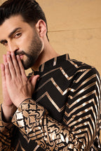 Black Georgette Embroidered Mandarin Collar Straight Kurta MKU1200