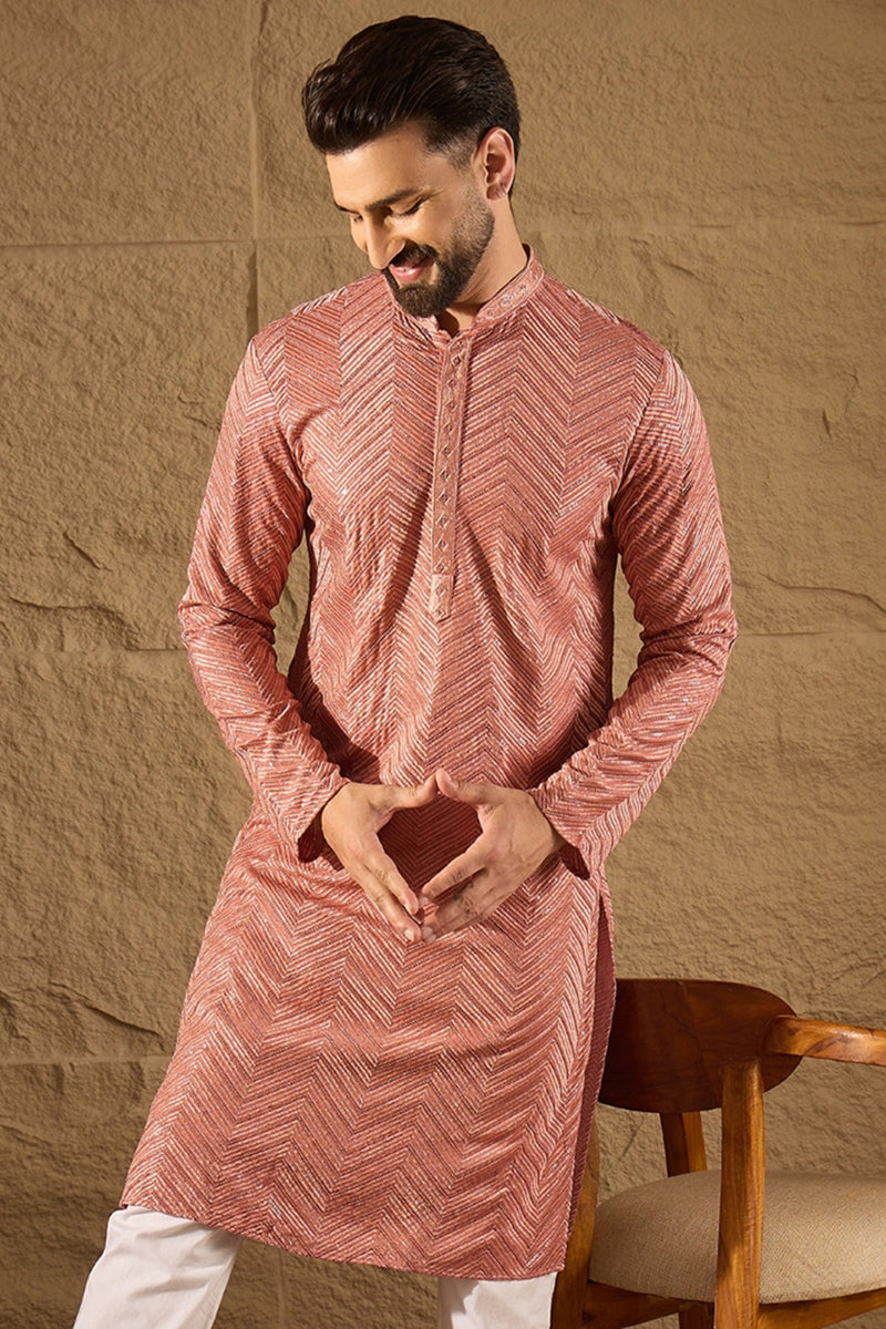 Pink Viscose Rayon Solid Embroidered Straight Kurta MKU1201