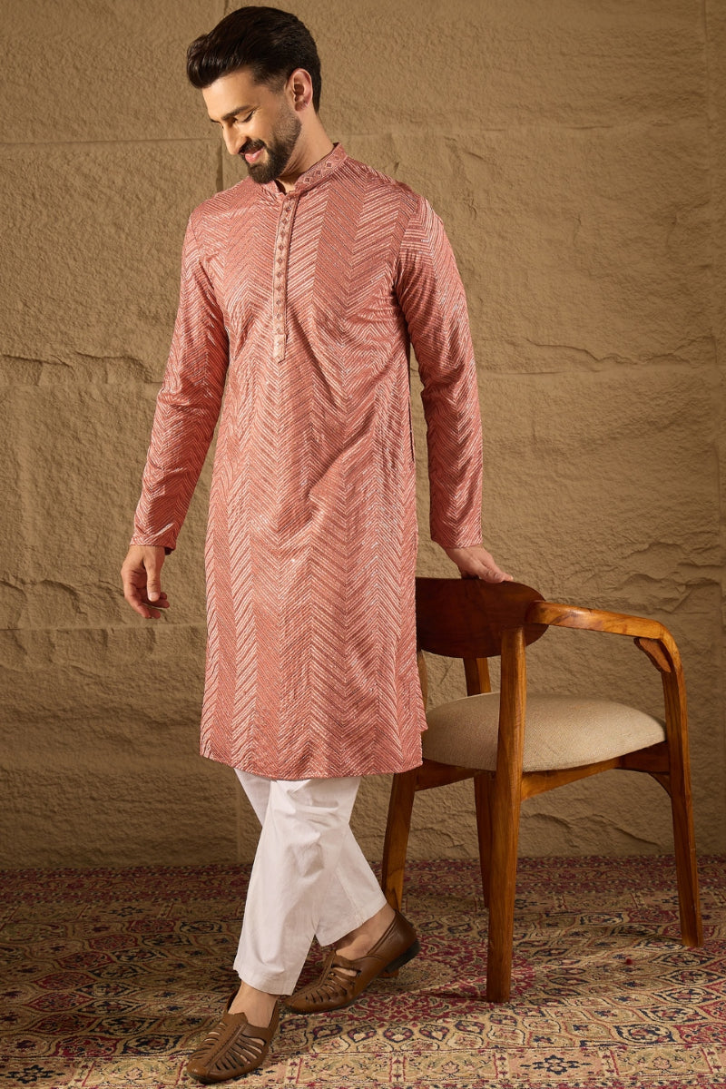 Pink Viscose Rayon Solid Embroidered Straight Kurta MKU1201