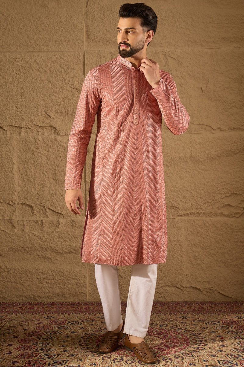Pink Viscose Rayon Solid Embroidered Straight Kurta MKU1201