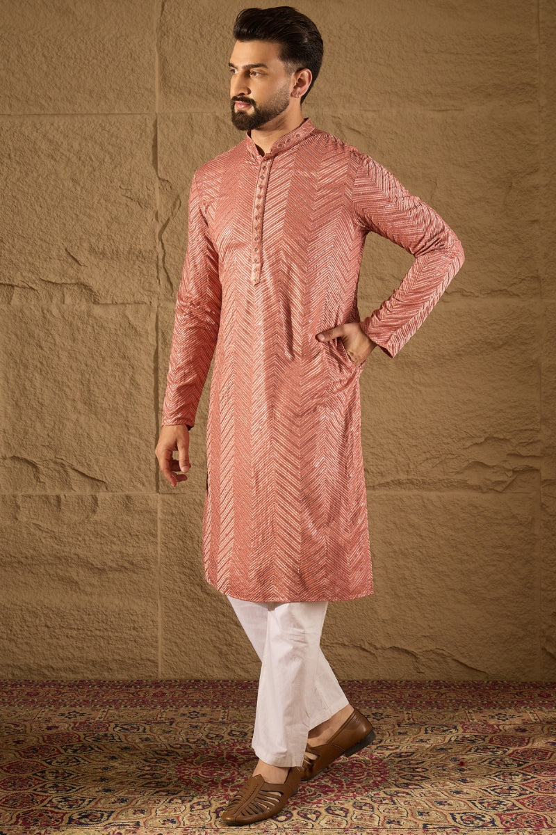 Pink Viscose Rayon Solid Embroidered Straight Kurta HOPMKU1201