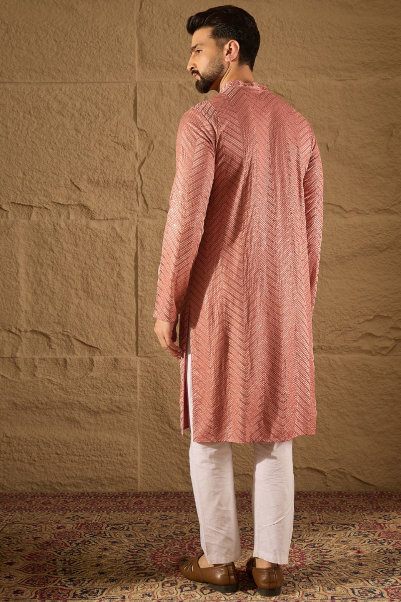 Pink Viscose Rayon Solid Embroidered Straight Kurta HOPMKU1201