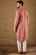 Pink Viscose Rayon Solid Embroidered Straight Kurta MKU1201