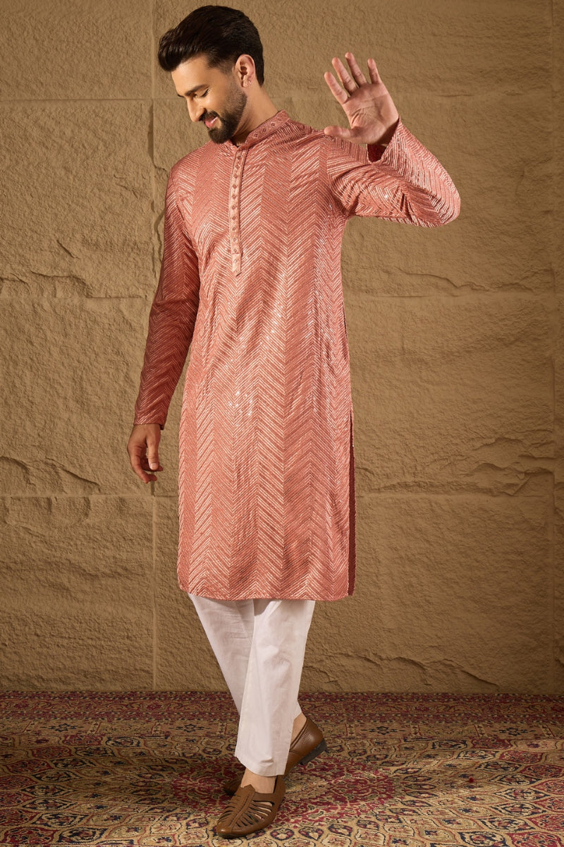 Pink Viscose Rayon Solid Embroidered Straight Kurta HOPMKU1201