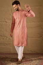 Pink Viscose Rayon Solid Embroidered Straight Kurta MKU1201