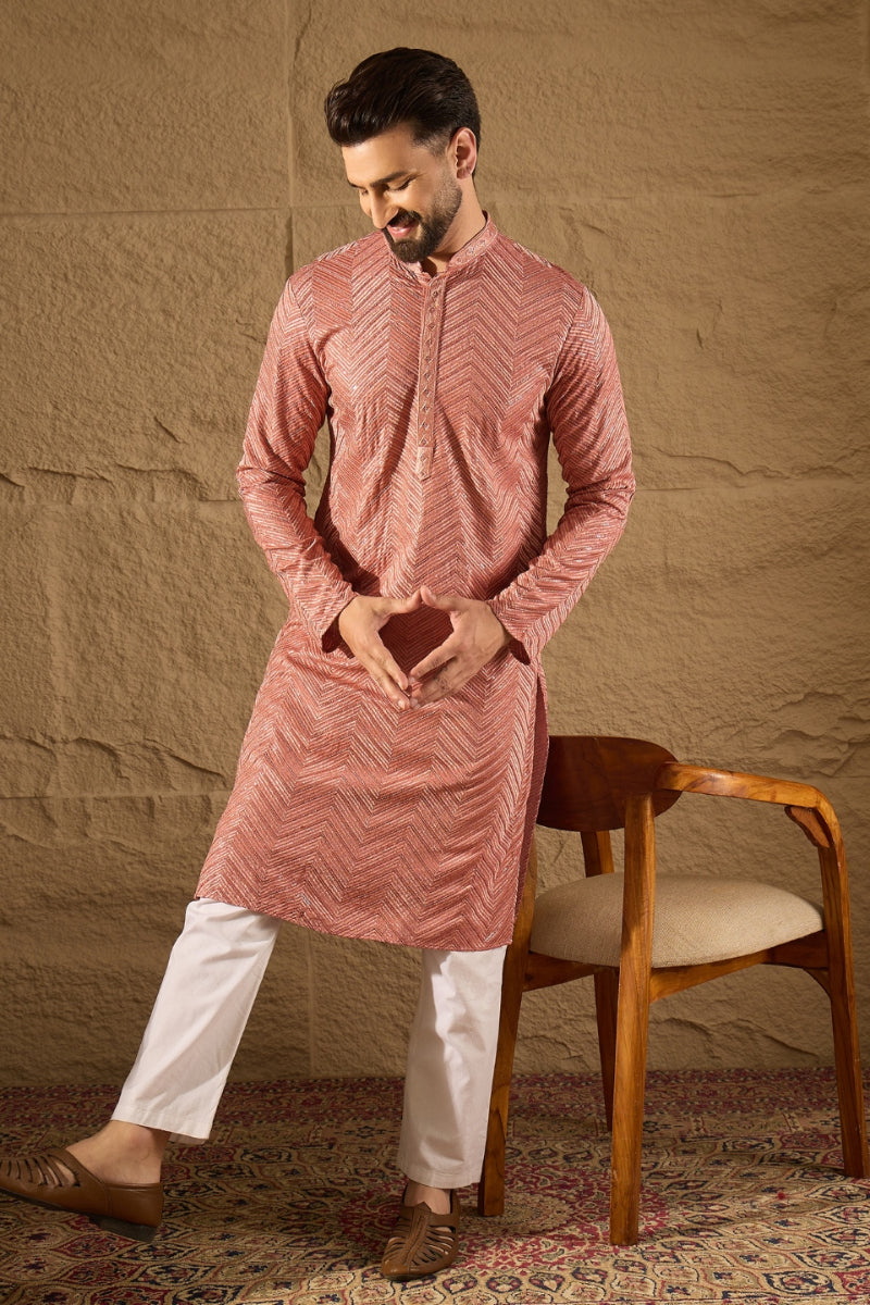 Pink Viscose Rayon Solid Embroidered Straight Kurta HOPMKU1201