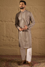 Grey Viscose Rayon Solid Embroidered Straight Kurta HOPMKU1202