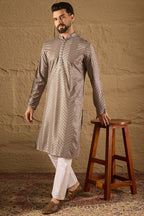 Grey Viscose Rayon Solid Embroidered Straight Kurta MKU1202