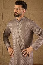 Grey Viscose Rayon Solid Embroidered Straight Kurta HOPMKU1202