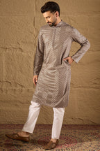 Grey Viscose Rayon Solid Embroidered Straight Kurta MKU1202
