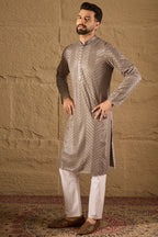 Grey Viscose Rayon Solid Embroidered Straight Kurta HOPMKU1202