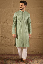 Green Viscose Rayon Solid Embroidered Straight Kurta HOPMKU1203