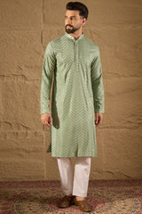 Green Viscose Rayon Solid Embroidered Straight Kurta HOPMKU1203