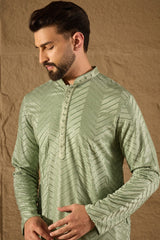 Green Viscose Rayon Solid Embroidered Straight Kurta HOPMKU1203