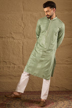 Green Viscose Rayon Solid Embroidered Straight Kurta HOPMKU1203
