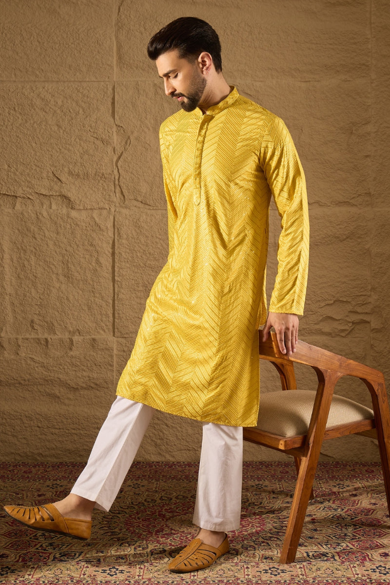 Yellow Viscose Rayon Solid Embroidered Straight Kurta HOPMKU1204