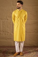 Yellow Viscose Rayon Solid Embroidered Straight Kurta HOPMKU1204