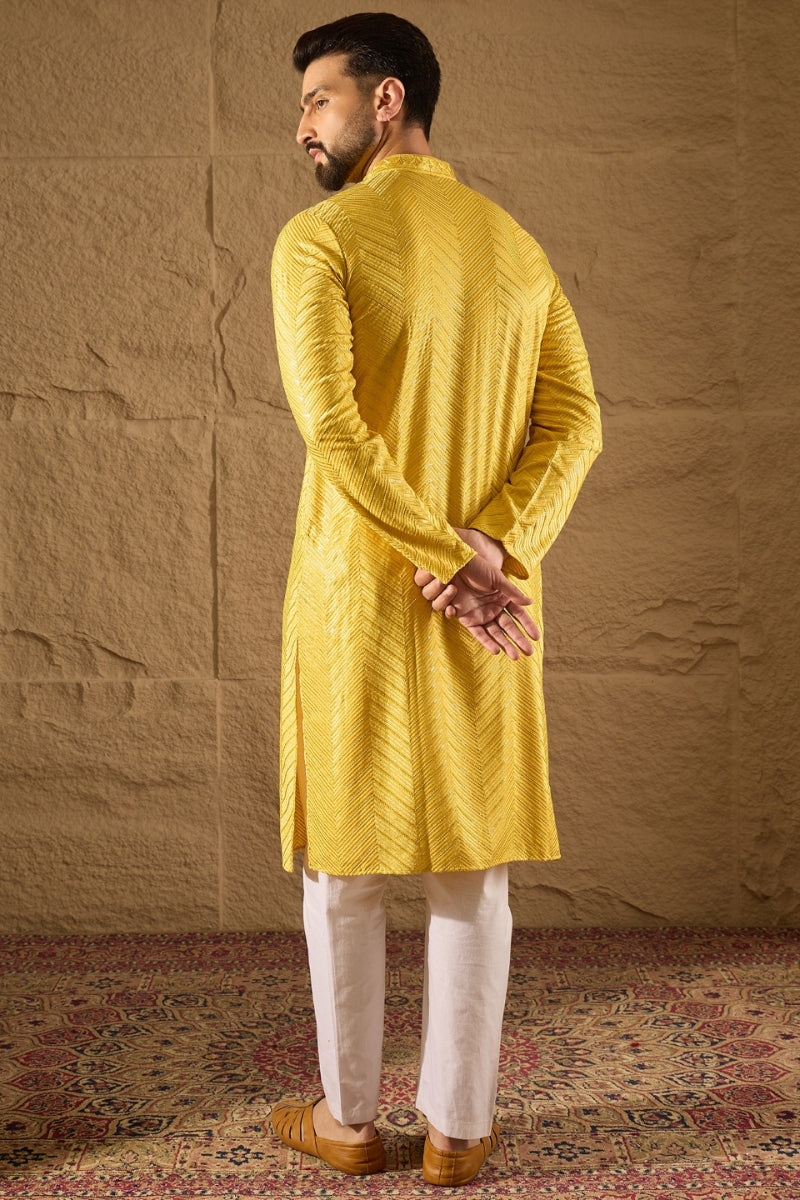 Yellow Viscose Rayon Solid Embroidered Straight Kurta HOPMKU1204