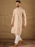 Men Multi Viscose Rayon Geometric Embroidered Straight Kurta-MKU1210