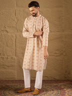 Men Multi Viscose Rayon Geometric Embroidered Straight Kurta-MKU1210