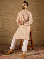 Men Multi Viscose Rayon Geometric Embroidered Straight Kurta-MKU1210