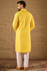Yellow Viscose Rayon Solid Embroidered Straight Kurta HOPMKU1212