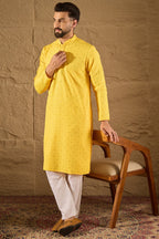 Yellow Viscose Rayon Solid Embroidered Straight Kurta HOPMKU1212
