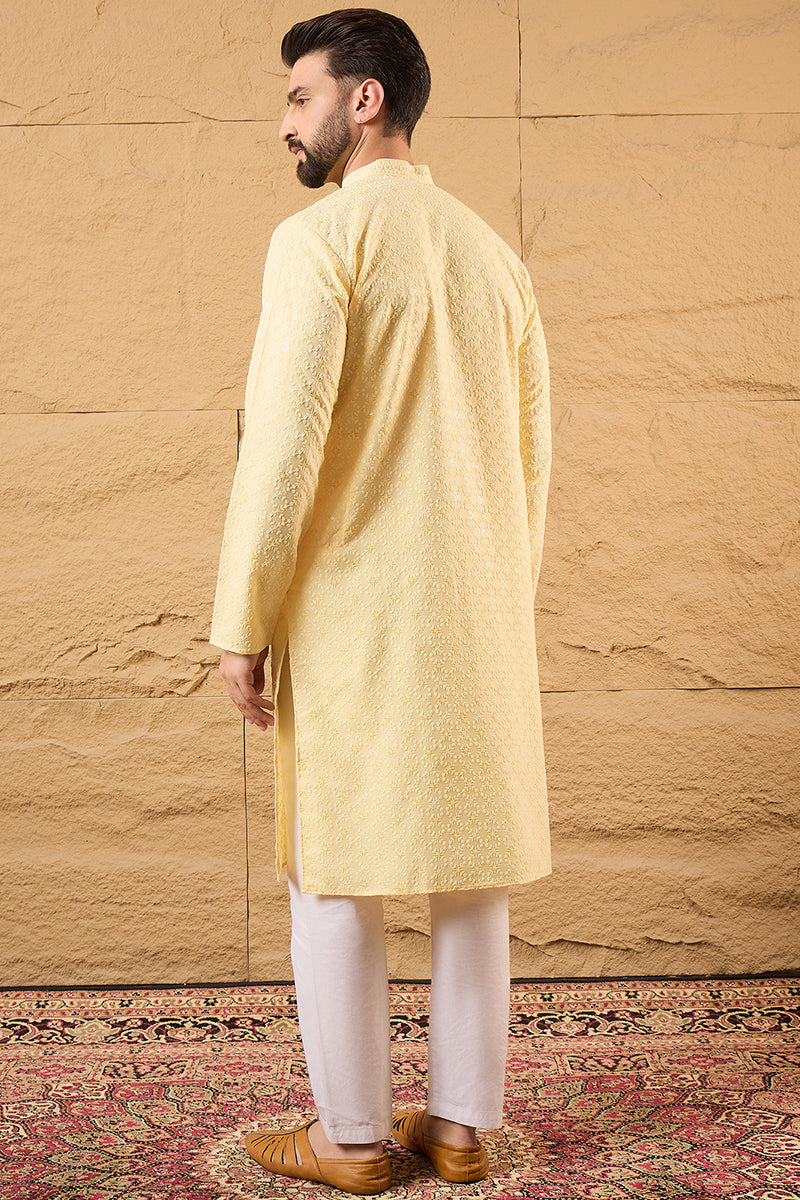 Yellow Rayon Solid Indian Wear for Men | DesiQlo India