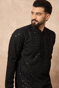 Black Viscose Rayon Solid Embroidered Straight Kurta HOPMKU1224
