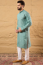 Blue Viscose Rayon Embroidered Mandarin Collar Straight Kurta MKU1234