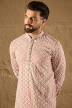 Pink Viscose Rayon Solid Embroidered Straight Kurta HOPMKU1236