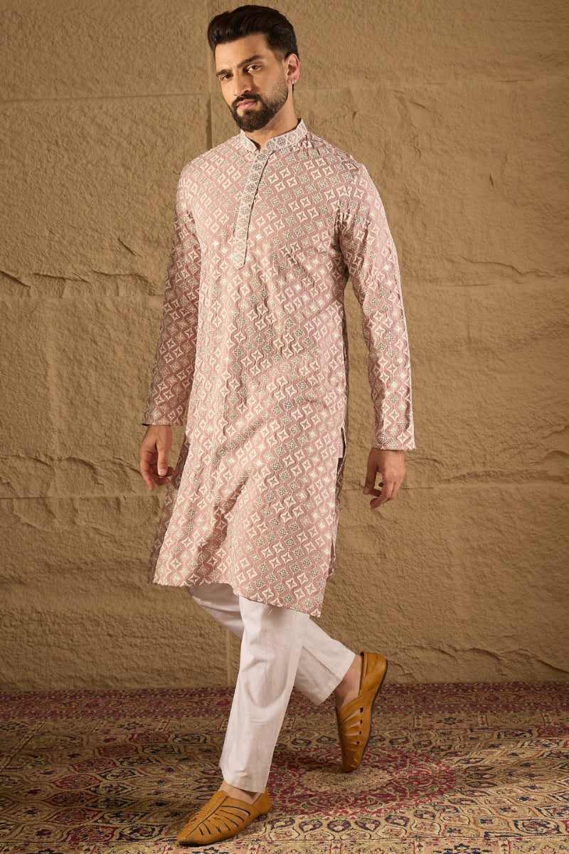 Pink Viscose Rayon Solid Embroidered Straight Kurta HOPMKU1236