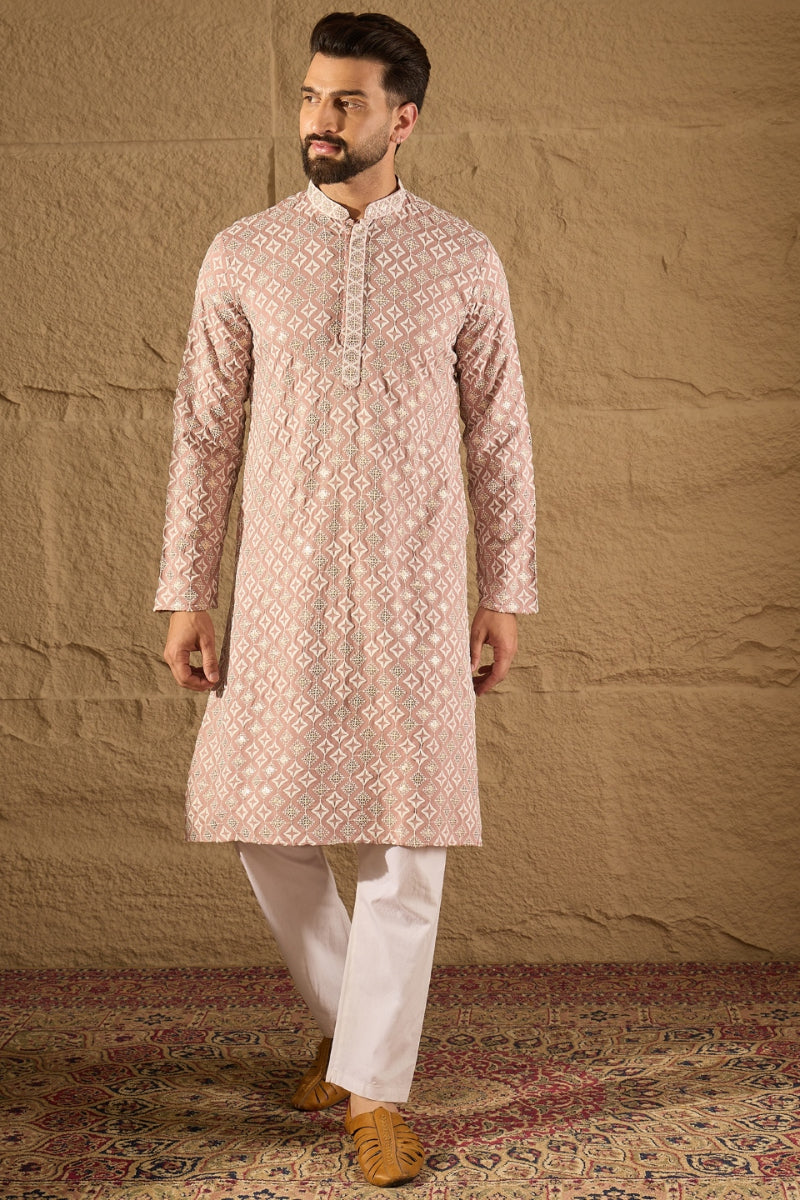 Pink Viscose Rayon Solid Embroidered Straight Kurta HOPMKU1236