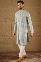 Blue Viscose Rayon Solid Embroidered Straight Kurta HOPMKU1237