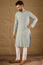 Blue Viscose Rayon Solid Embroidered Straight Kurta HOPMKU1237