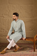 Blue Viscose Rayon Solid Embroidered Straight Kurta HOPMKU1237