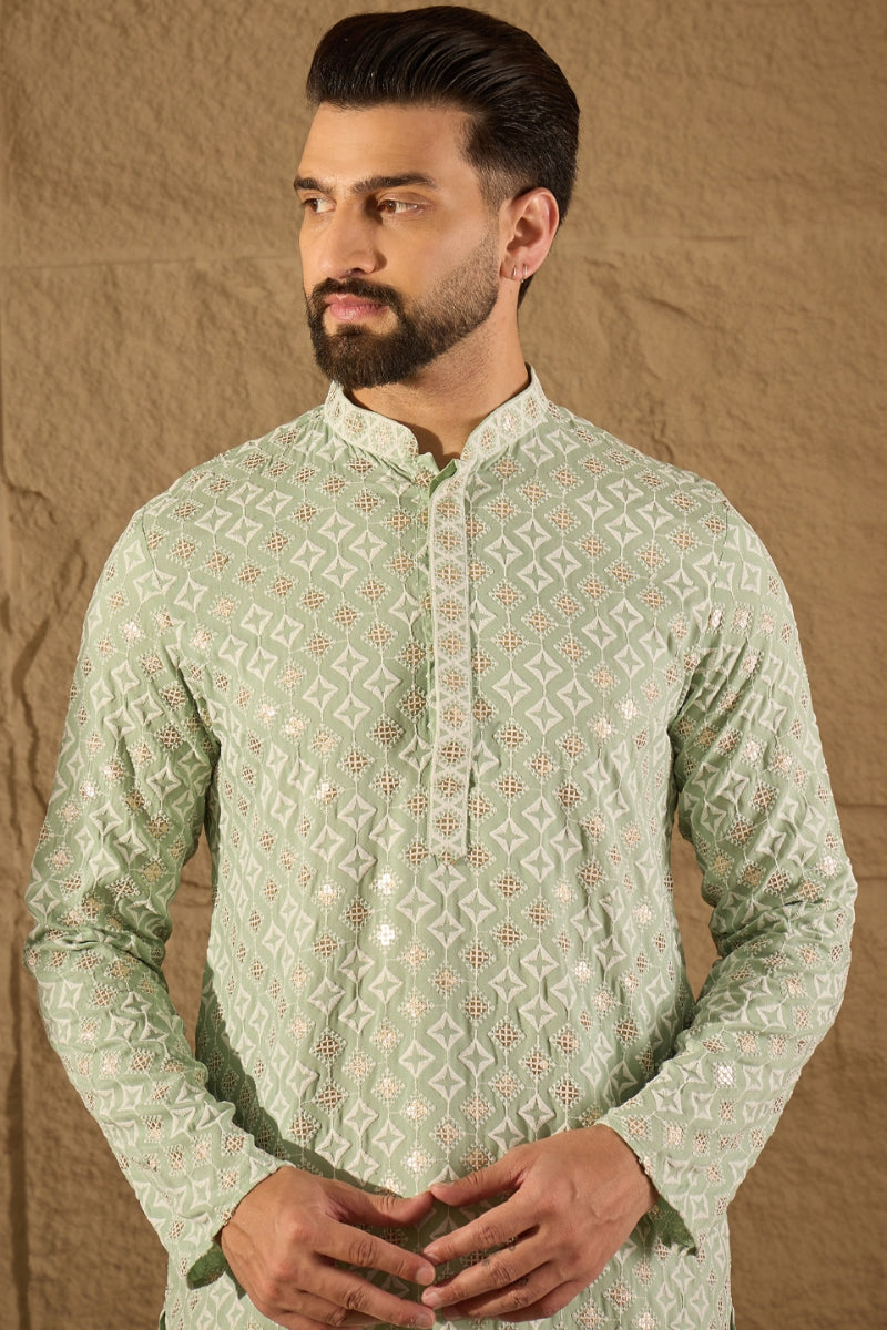 Green Viscose Solid Indian Wear for Men HOPMKU1238 | DesiQlo
