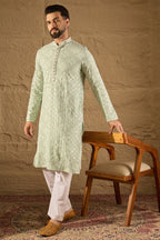 Green Viscose Rayon Solid Embroidered Straight Kurta HOPMKU1238