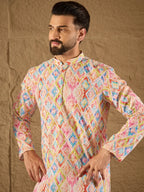 Men Multi Viscose Rayon Abstract Embroidered Straight Kurta-MKU1251