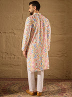Men Multi Viscose Rayon Abstract Embroidered Straight Kurta-MKU1251