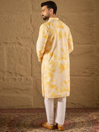 Men Yellow Viscose Rayon Shibori Embroidered Straight Kurta-MKU1263