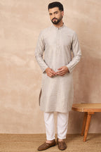 Grey Silk Geometric Printed Straight Kurta HOPMKU1272