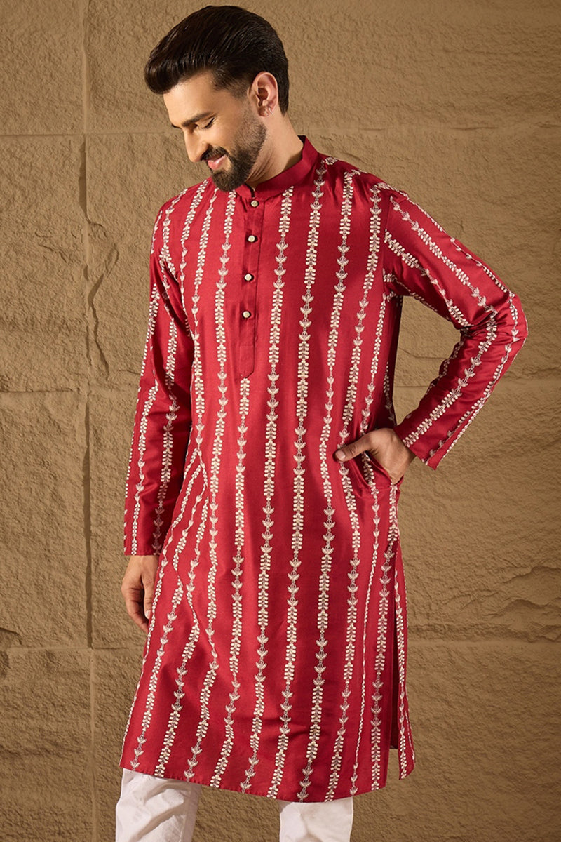Maroon Viscose Rayon Printed Straight Kurta MKU1278