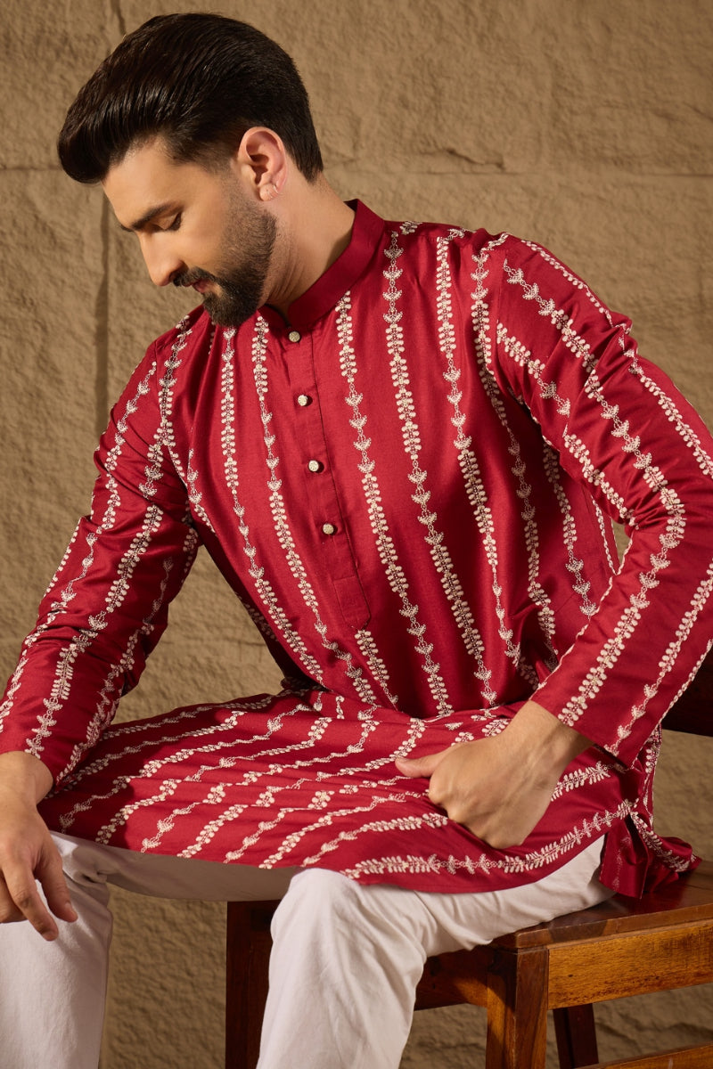 Maroon Viscose Rayon Printed Straight Kurta MKU1278