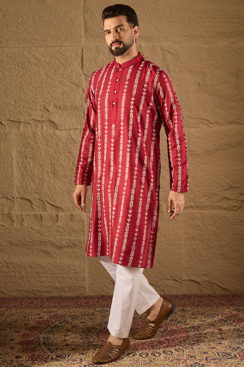 Maroon Viscose Rayon Printed Straight Kurta MKU1278