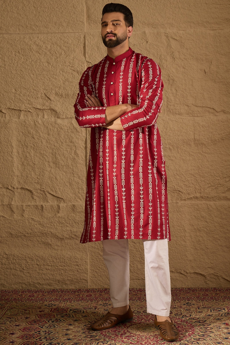 Maroon Viscose Rayon Printed Straight Kurta MKU1278