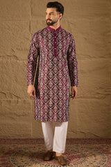 Purple Silk Floral Printed Straight Kurta HOPMKU1279